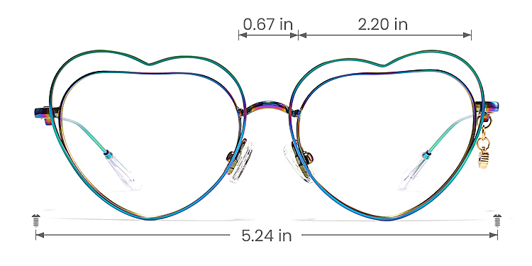 Heart multicolor   Metal  Eyeglasses, size view