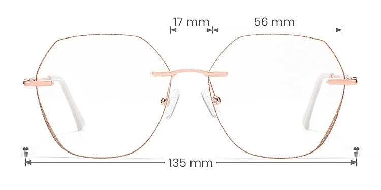 Gem rose gold   Metal  Eyeglasses, size view