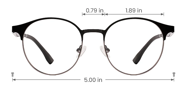 Nasim black gun   Metal  Eyeglasses, size view