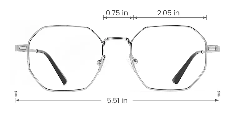 Finley silver   Metal  Eyeglasses, size view