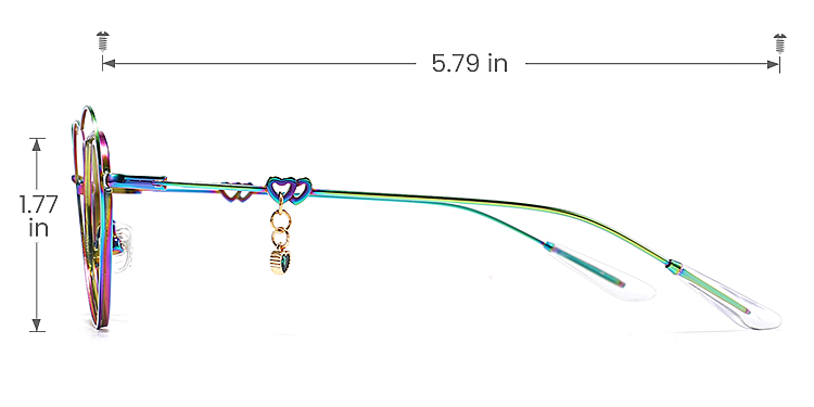 Heart multicolor   Metal  Eyeglasses, size view