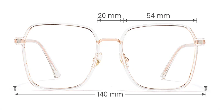 Diana clear rose gold   Plastic  Eyeglasses, size view