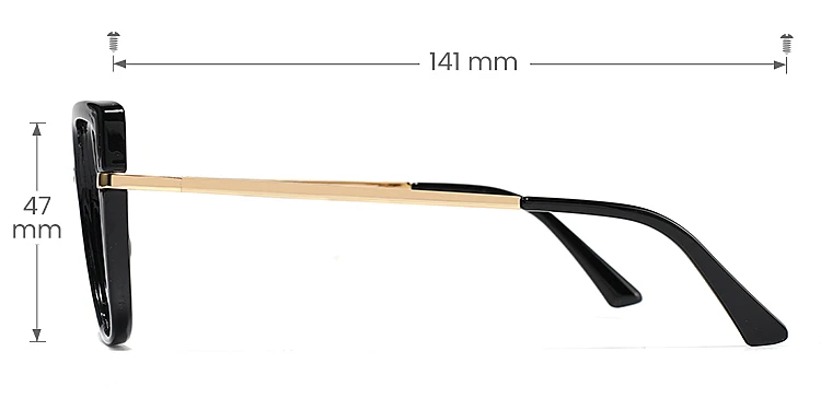 Samimi black   Plastic  Eyeglasses, size view