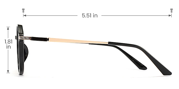 Joan black   TR90  Eyeglasses, size view