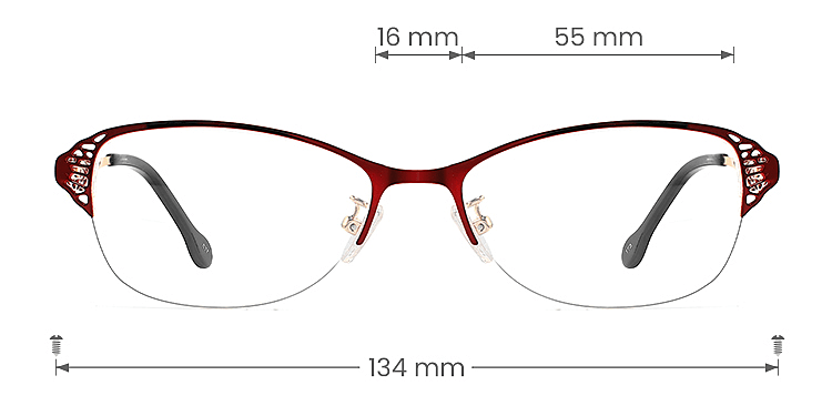 Shilo red   Metal  Eyeglasses, size view