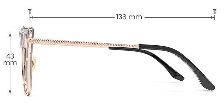 Darsey grey rose gold   Metal  Eyeglasses, size view