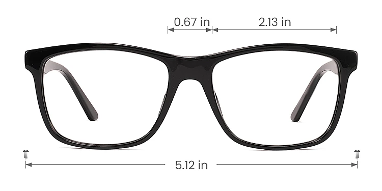 Abbott black   Acetate  Eyeglasses, size view