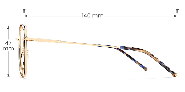 Dinah blue   Metal  Eyeglasses, size view