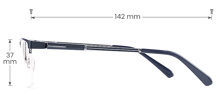 Warren matte blue gun   Metal  Eyeglasses, size view