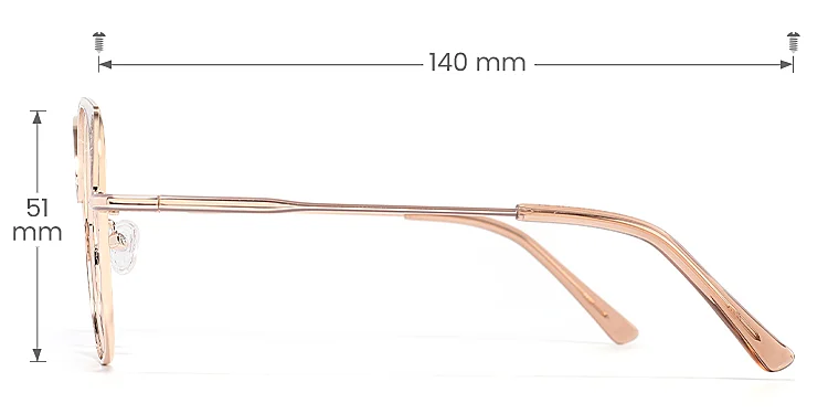 Vivian brown   Metal  Eyeglasses, size view