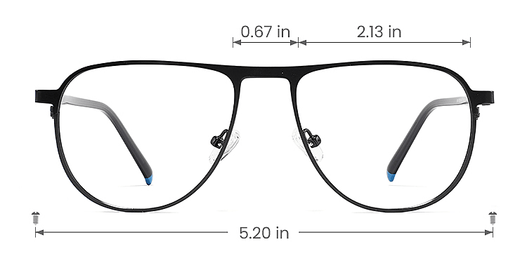 Hamid black   Metal  Eyeglasses, size view