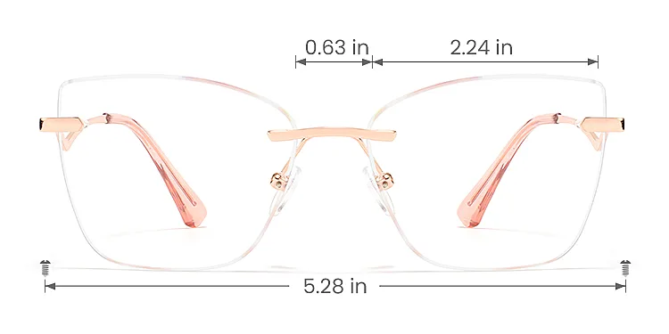 Pixie rose gold pink   Metal  Eyeglasses, size view