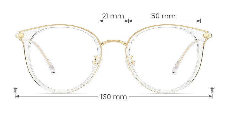 Mona clear   Plastic  Eyeglasses, size view