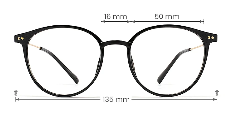 Leona black   Plastic  Eyeglasses, size view