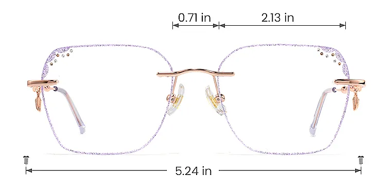 Lil rose gold purple   Metal  Eyeglasses, size view