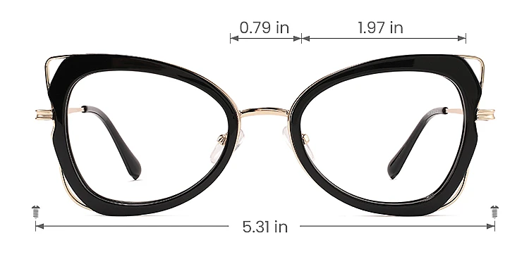 Robecca black   Acetate  Eyeglasses, size view