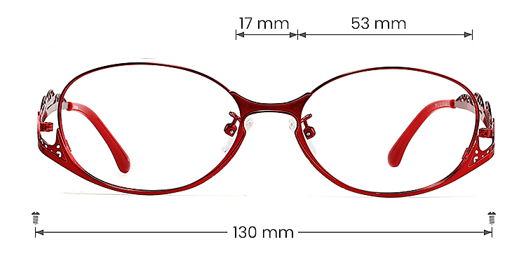 Beini red   Metal  Eyeglasses, size view