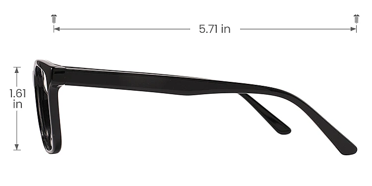 Abbott black   Acetate  Eyeglasses, size view