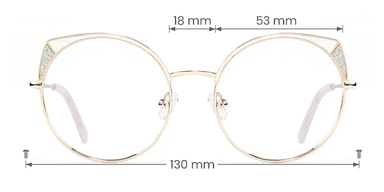 Vivian white   Metal  Eyeglasses, size view