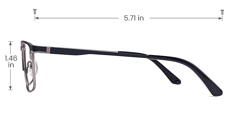 Steve black gun   Metal  Eyeglasses, size view