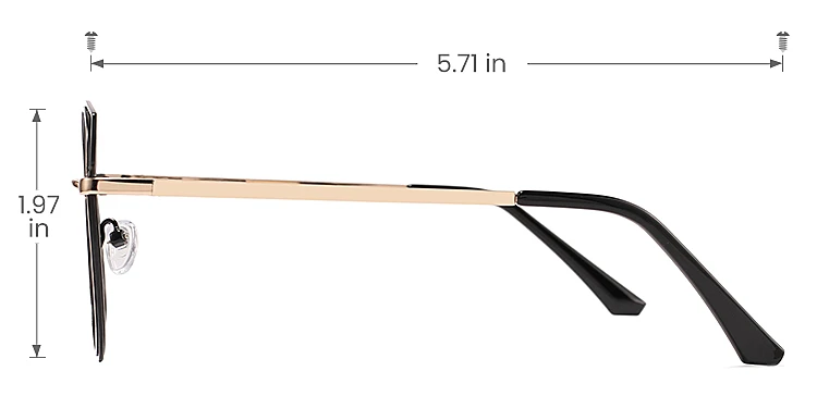 Karin black gold   Metal  Eyeglasses, size view