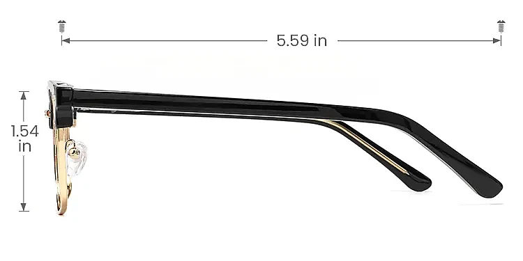 Nellis black gold   Plastic  Eyeglasses, size view