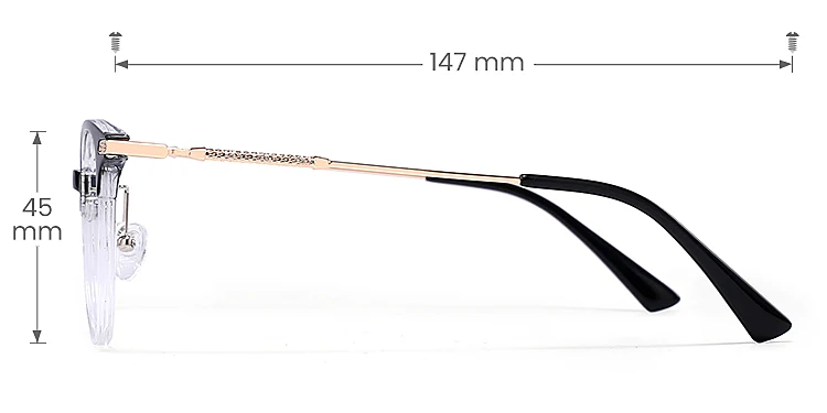 Koy black clear   Plastic  Eyeglasses, size view