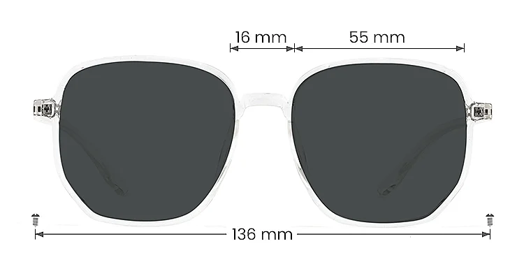 Sugar clear   Plastic  Sunglasses, size view