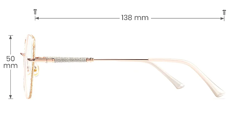 Gem rose gold gold   Metal  Eyeglasses, size view