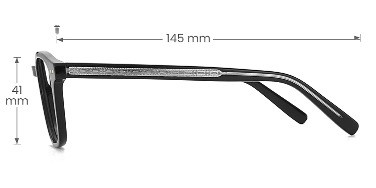 Ariel black   Acetate  Eyeglasses, size view