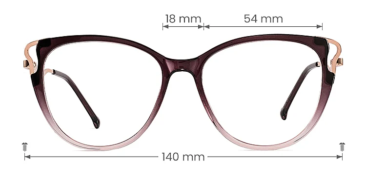 Trista purple pink   TR90  Eyeglasses, size view