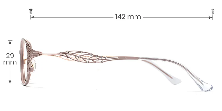 Leaf pink   Metal  Eyeglasses, size view