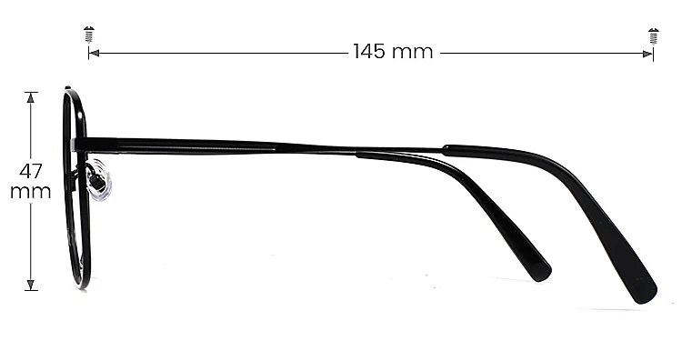 Karter black   Metal  Eyeglasses, size view