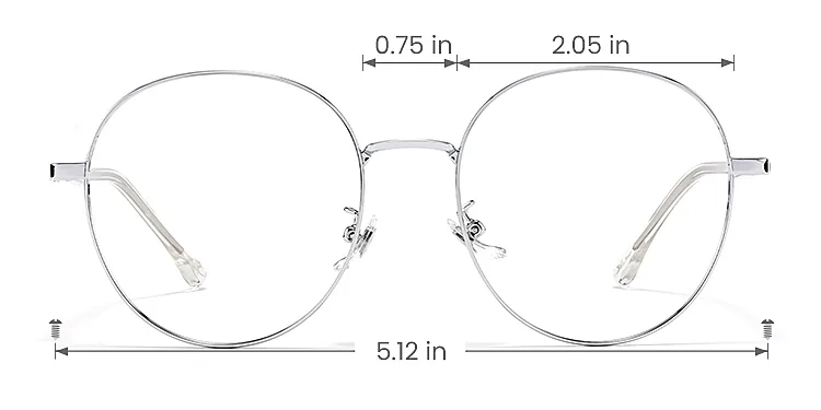 Alecia silver   Metal  Eyeglasses, size view