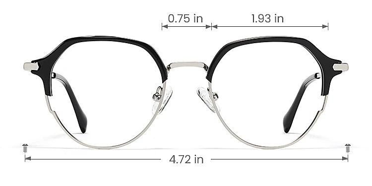 Kori black   Metal  Eyeglasses, size view