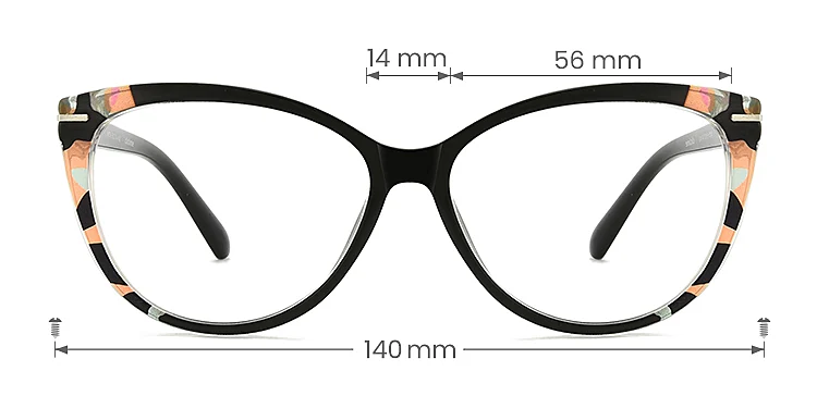 Xenia black   TR90  Eyeglasses, size view