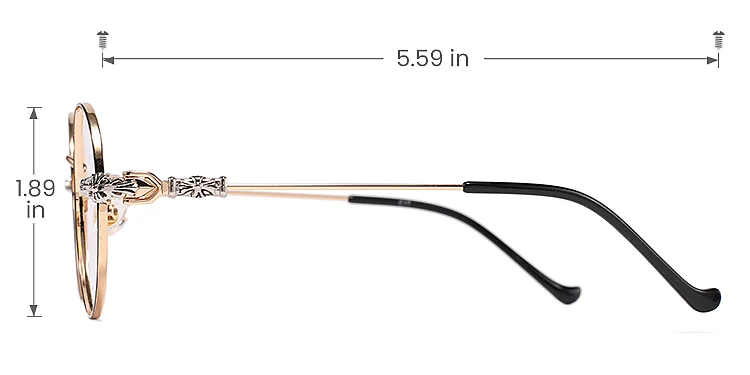 Roya black gold   Metal  Eyeglasses, size view