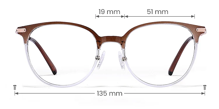 Koy brown clear   Plastic  Eyeglasses, size view