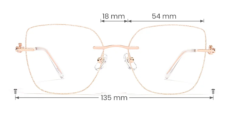 Winky rose gold clear   Metal  Eyeglasses, size view