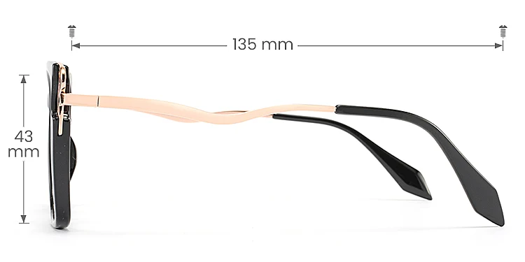 Wallis black   TR90  Eyeglasses, size view