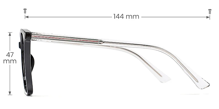 Harary black   Plastic  Eyeglasses, size view