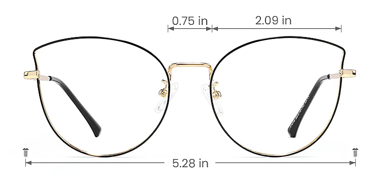 Cloe black gold   Metal  Eyeglasses, size view