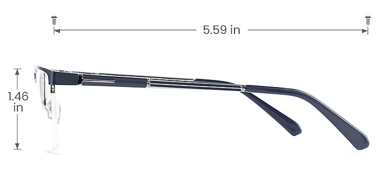 Warren matte blue gun   Metal  Eyeglasses, size view