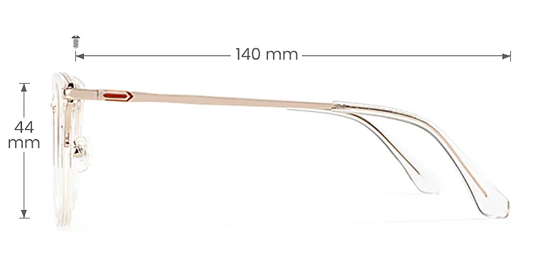 Hazel clear   Plastic  Eyeglasses, size view