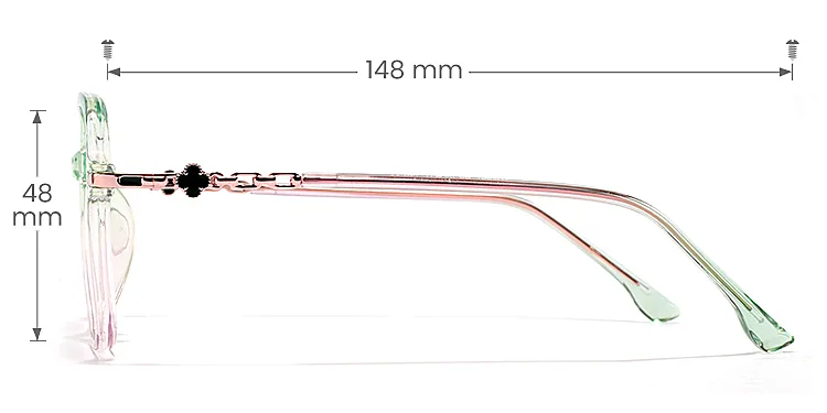 Annis purple green   TR90  Eyeglasses, size view