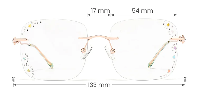 Colorful Star rose gold   Metal  Eyeglasses, size view