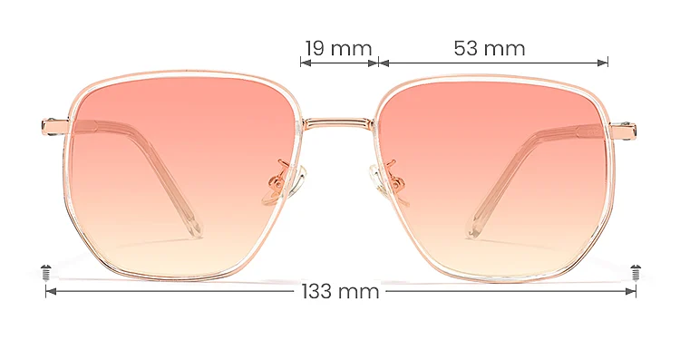 Jolin clear rose gold   Metal  Sunglasses, size view