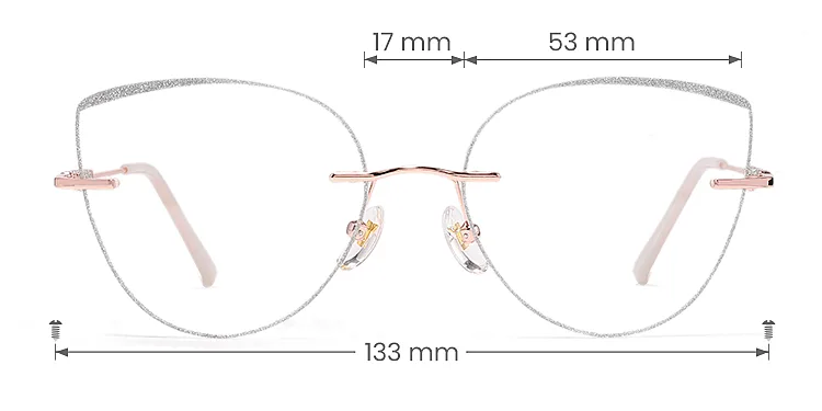 Glamour rose gold silver   Metal  Eyeglasses, size view