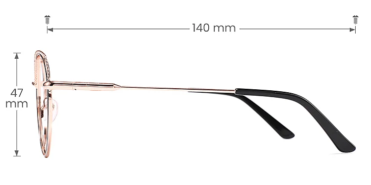 Jelley black rose gold   Metal  Eyeglasses, size view