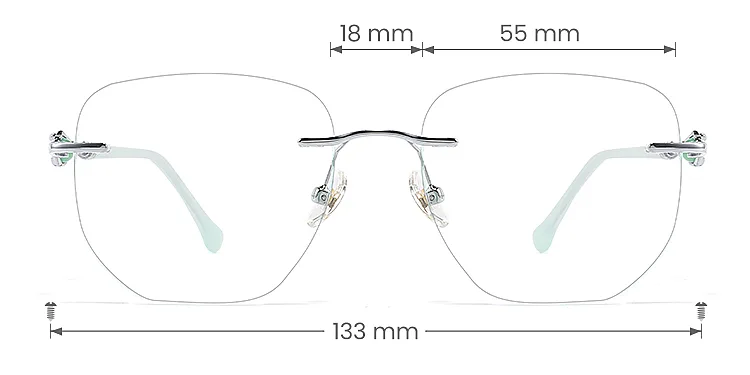 Perry silver green   Metal  Eyeglasses, size view